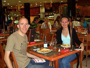 Our 55 euro hotel included buffet breakfast and buffet dinner - here we are getting ready to eat dinner.