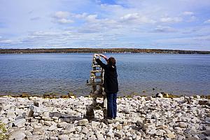 Rock Sculpture at Peninsula State Park. Mom added another layer.